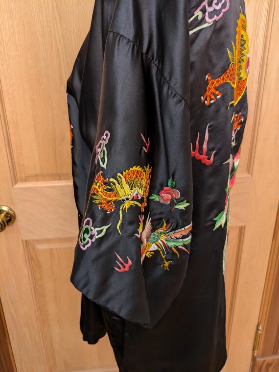 70s Embroidered Chinese Coat Dragon and Phoenix - image 5