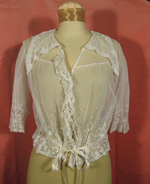 Edwardian Net Lace Blouse 1900s - image 1