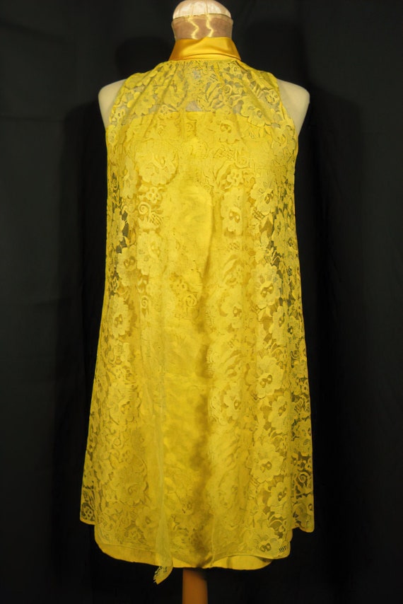 60s Yellow Lace Mod Dress from Joseph Magnin - image 1