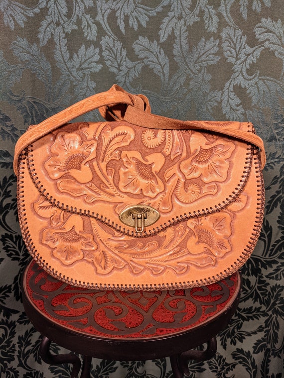 1950s Mexican Tooled Leather Purse Handbag
