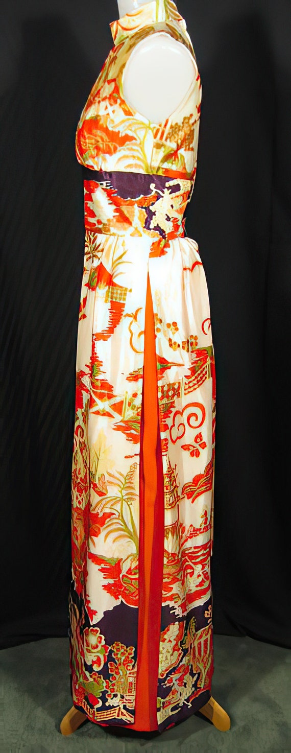 60s Dress with Chinese Asian Oriental Print - image 3