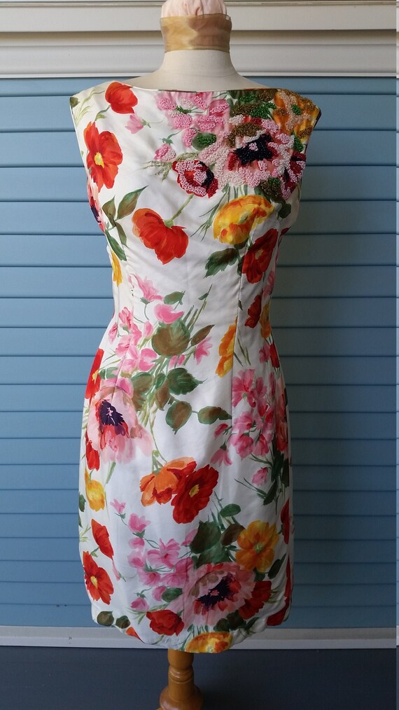 1950s Beaded Bombshell Silk Dress by Rappi