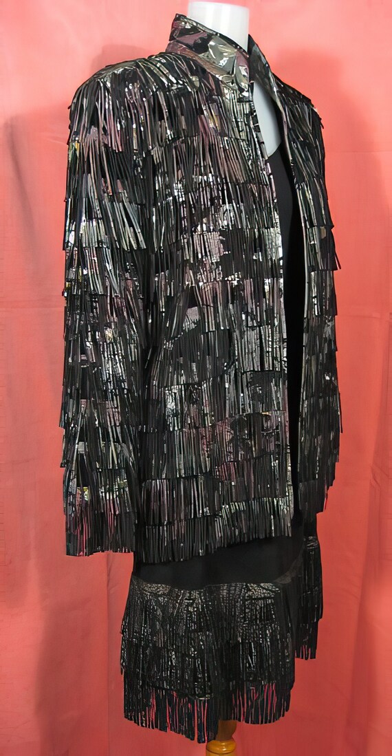 1970s Roberto Cavalli Leather Fringe Suit / Jacke… - image 3