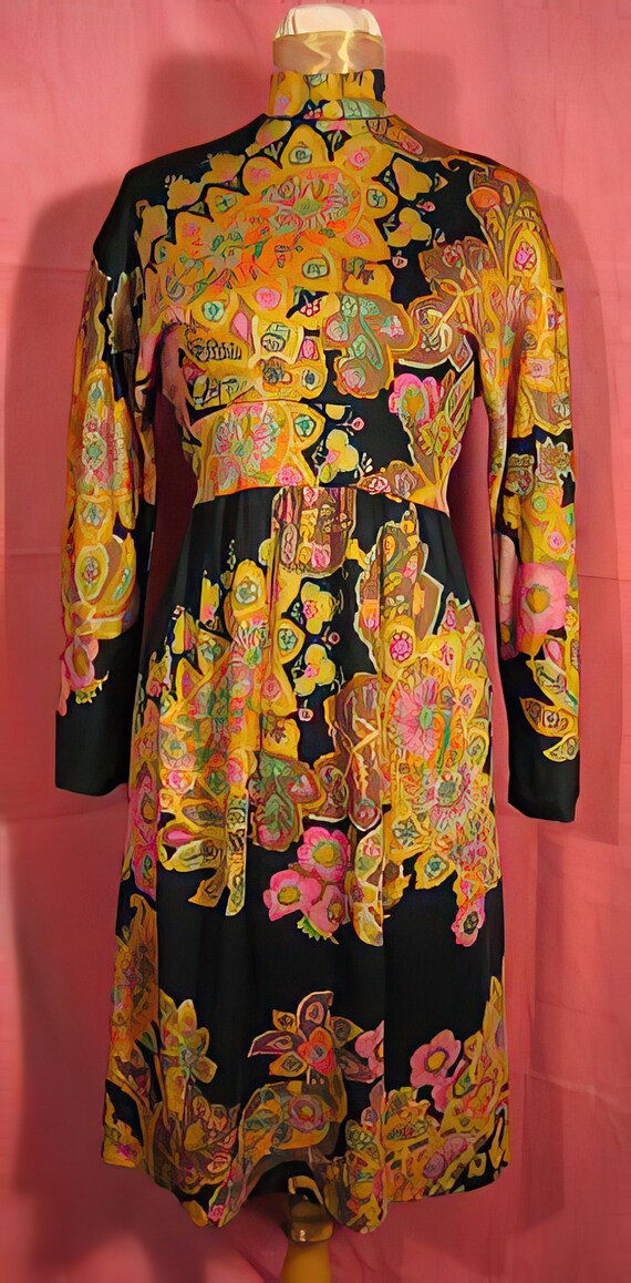 1960s Don Luis Dress Hippie Print