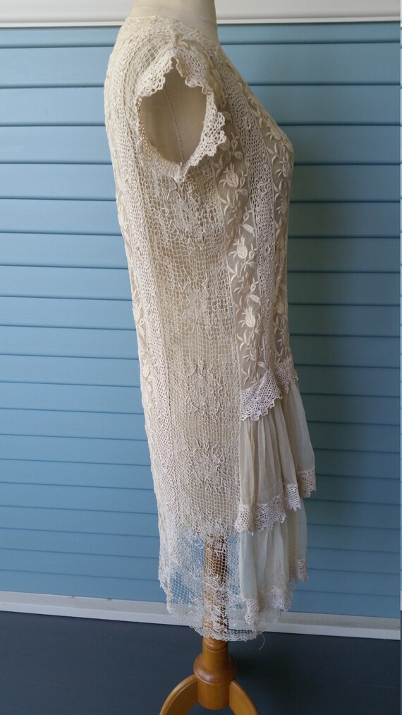 Vintage 1920's Mixed Lace Wedding Dress - image 4