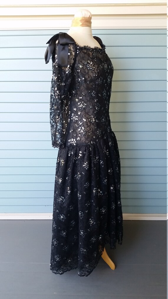 1960's Victoria Royal Ltd. Black Lace Dress. - image 3