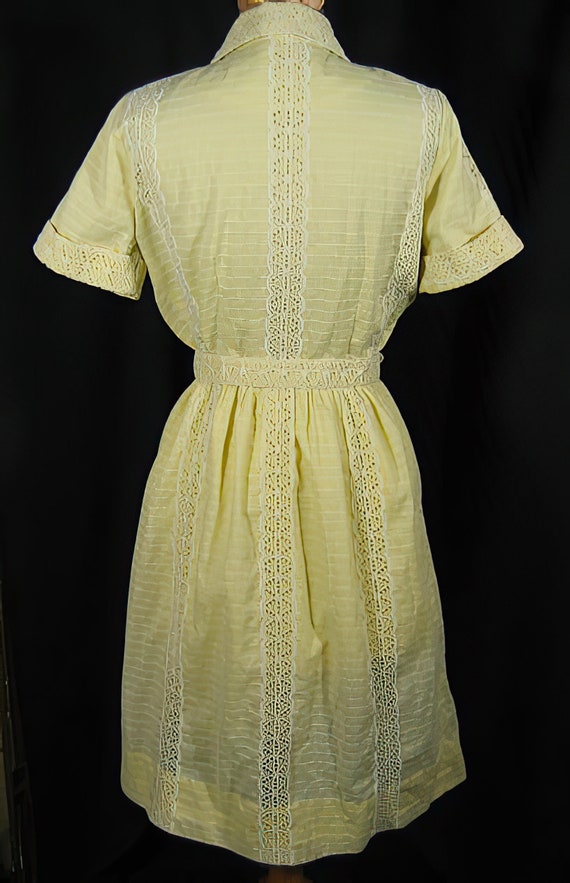 1950s Yellow Cotton Eyelet Dress by Jeanne - image 5