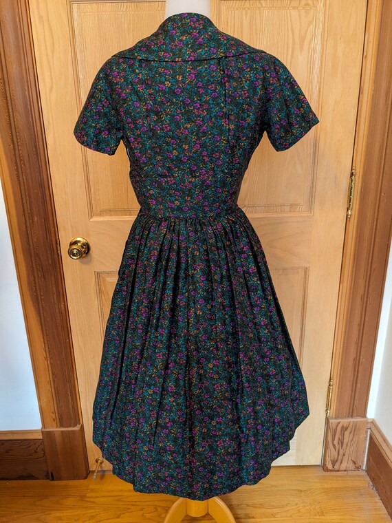 1950s Cotton Print Day Dress VLV Rockabilly - image 6