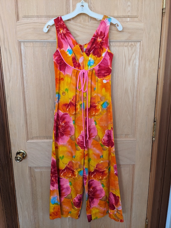 60s Lauhala Hawaiian Jumpsuit Dress Tiki Lounge - image 1