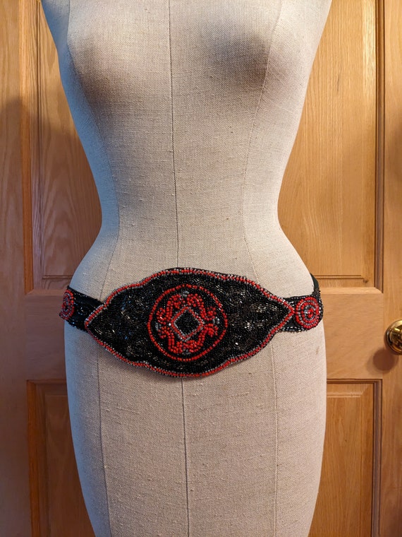 1920s Beaded Belt Dress Hip Band Art Deco - image 1