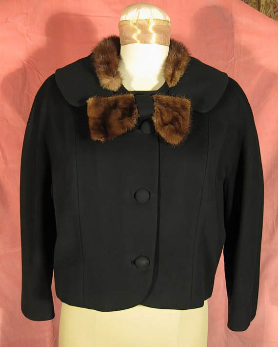 1960s Jackie O Style Jacket with Mink Collar