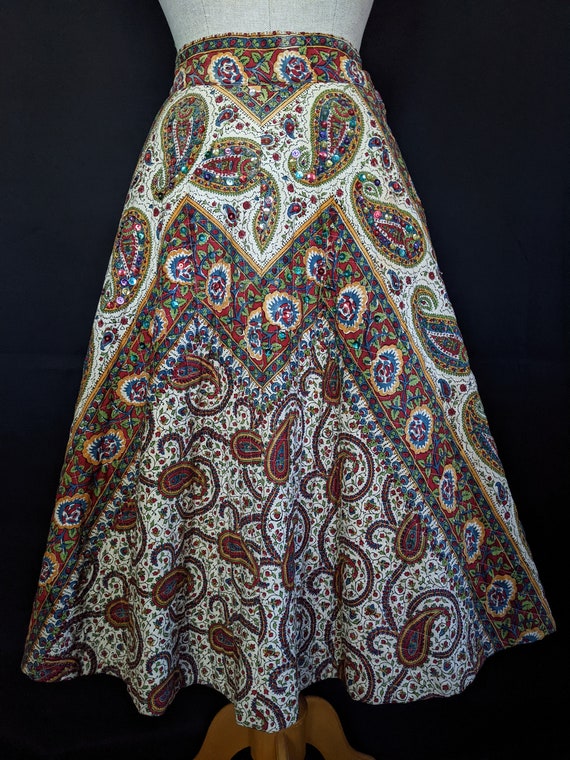 50s Quilted Paisley Skirt / VLV - Gem