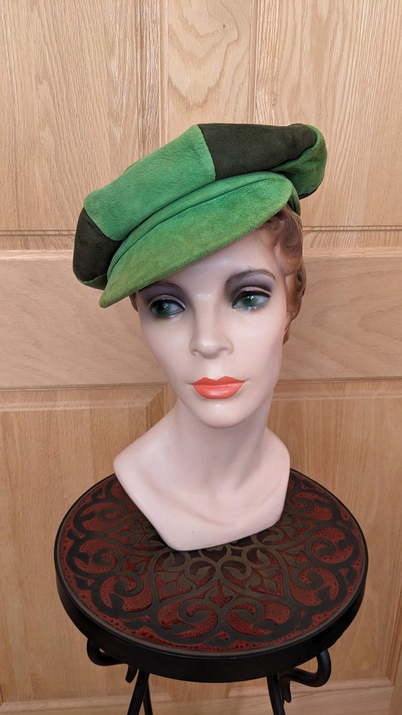 60s Mod Leather Newsboy Cap Hat