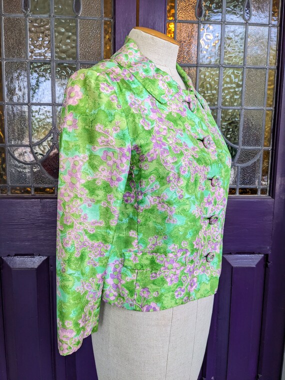 1950s Silk Flower Print Jacket I. Magnin - image 3