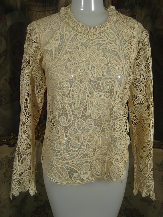 Edwardian Handmade Lace Blouse Exquisite Rare Find