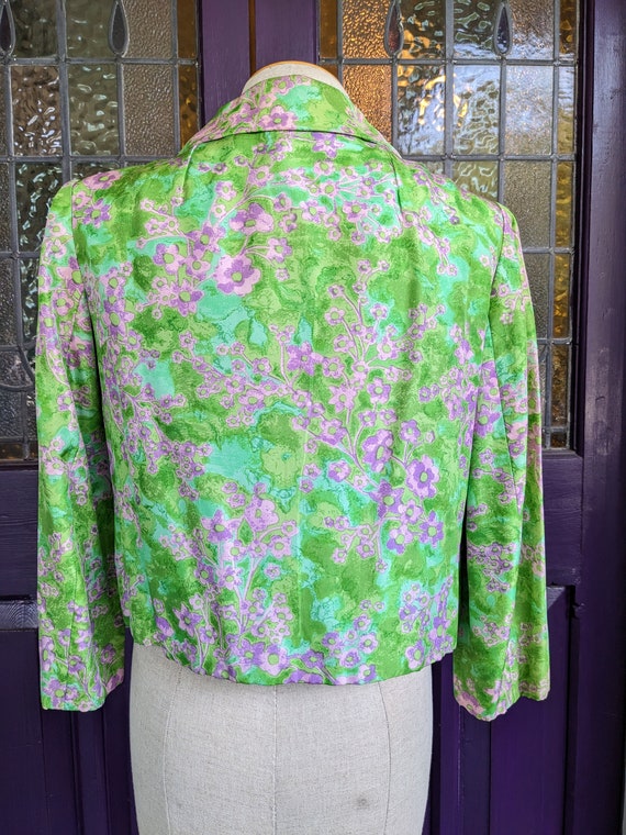 1950s Silk Flower Print Jacket I. Magnin - image 4