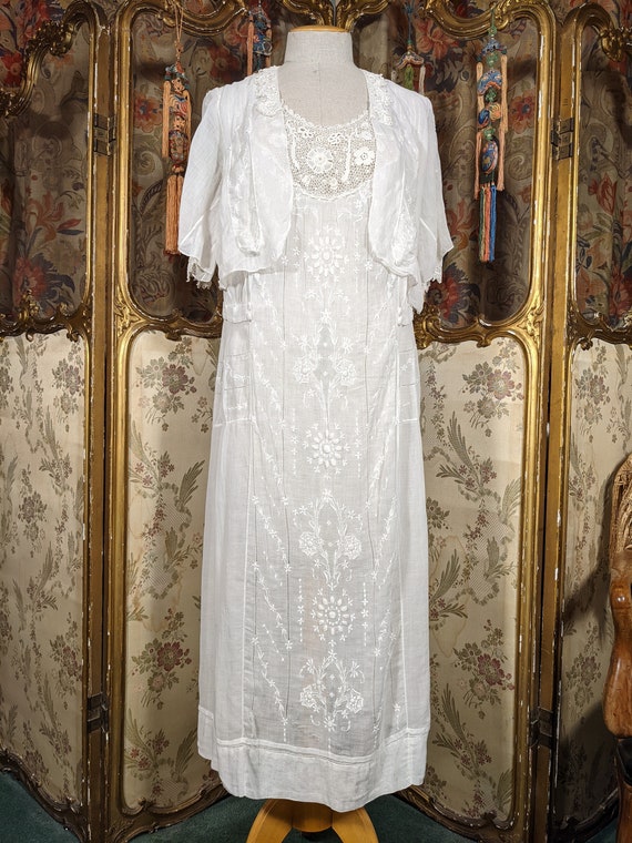 1920s Wedding Dress Irish Crochet Lace Hand Embroi