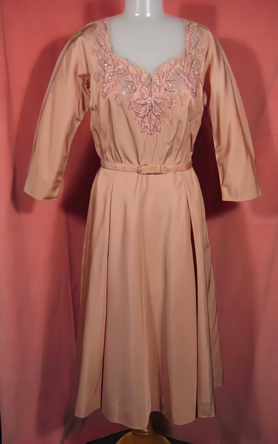 50s Pink Dress with Beadwork Mrs. Maisel