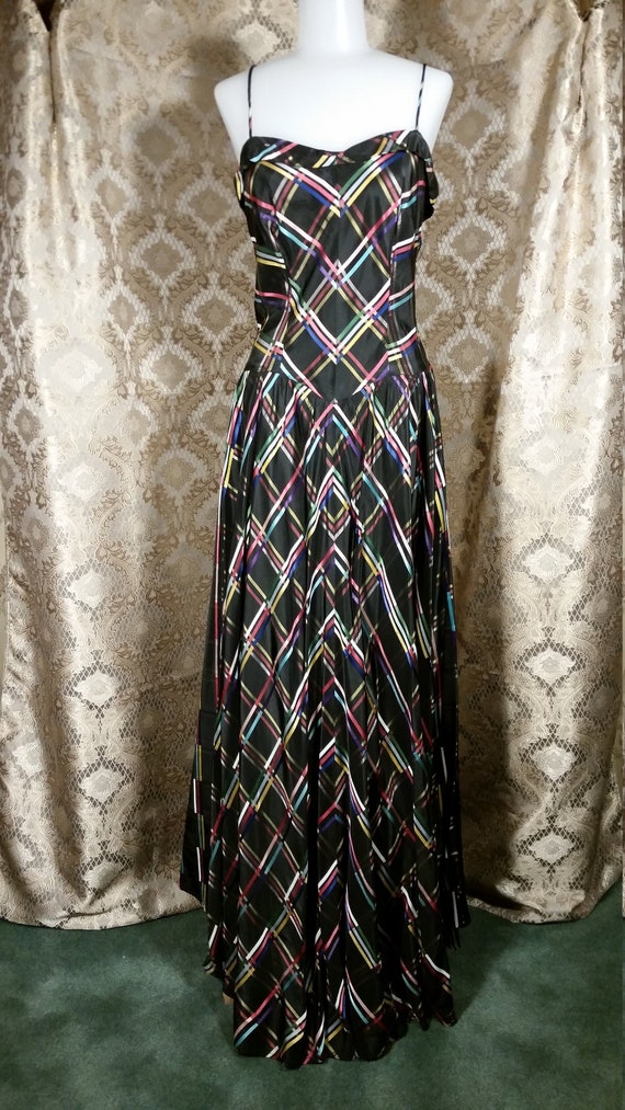 1940s Dress Evening Gown with Faux Bustle Back