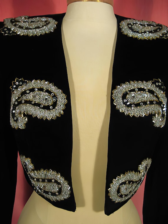 1980s Velvet Jacket by Julie Duroche Saks Fifth A… - image 2