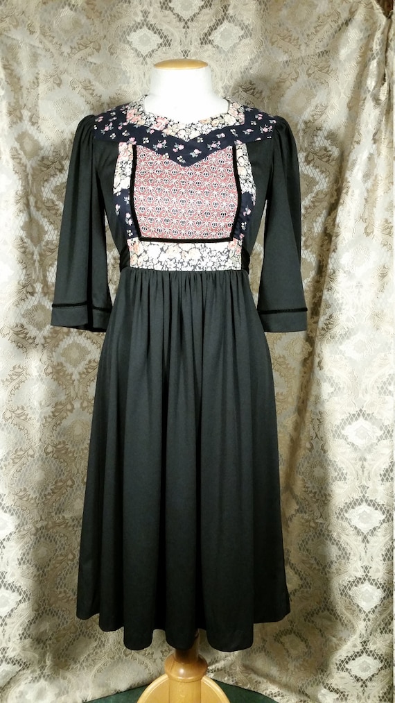 1970s Young Edwardian Dress Patchwork