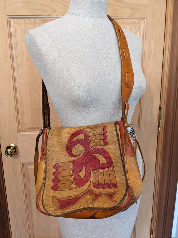 60s Amazing Handmade Leather Hippie Bag