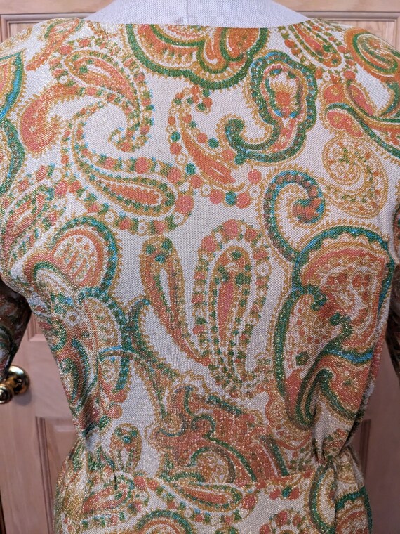 50s Paisley Lame Sheath Dress Carl Naftal of Cali… - image 3