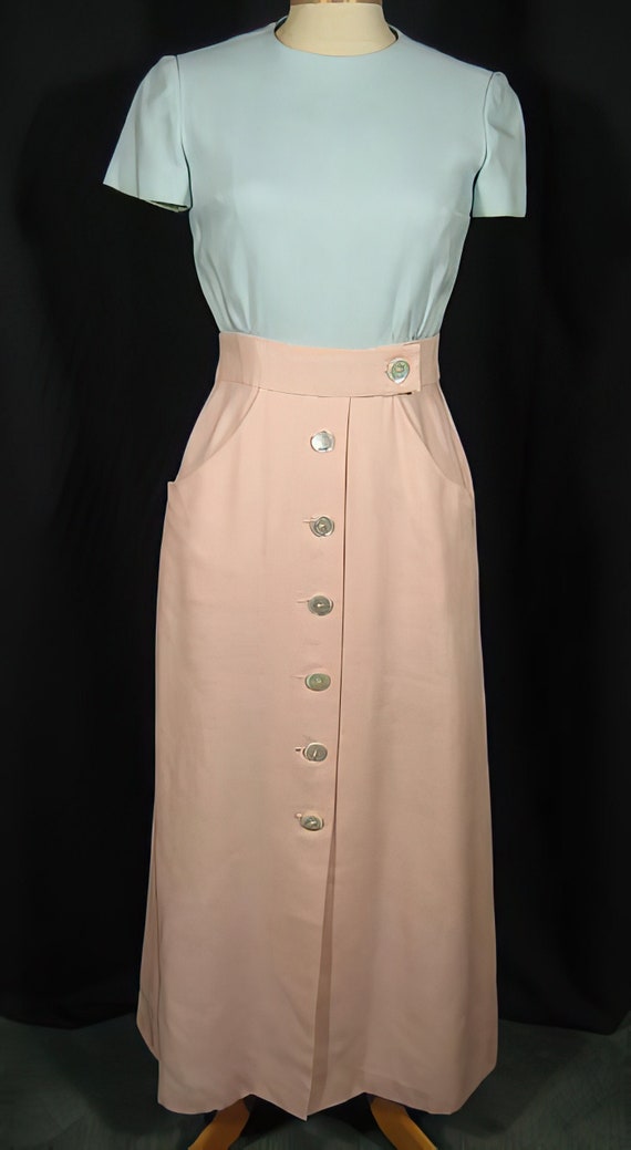 1970s Aldrich Dress Pink Blue