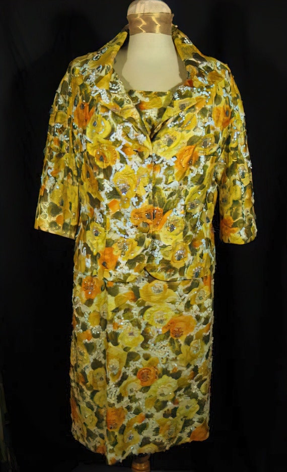 60s Print Cocktail Dress and Jacket / MAD MEN - image 1