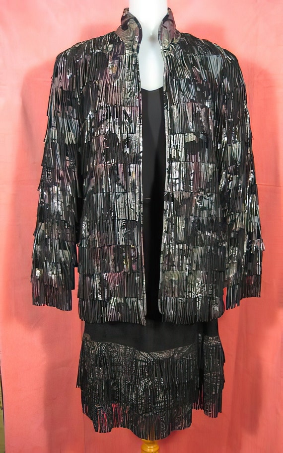 1970s Roberto Cavalli Leather Fringe Suit / Jacke… - image 1