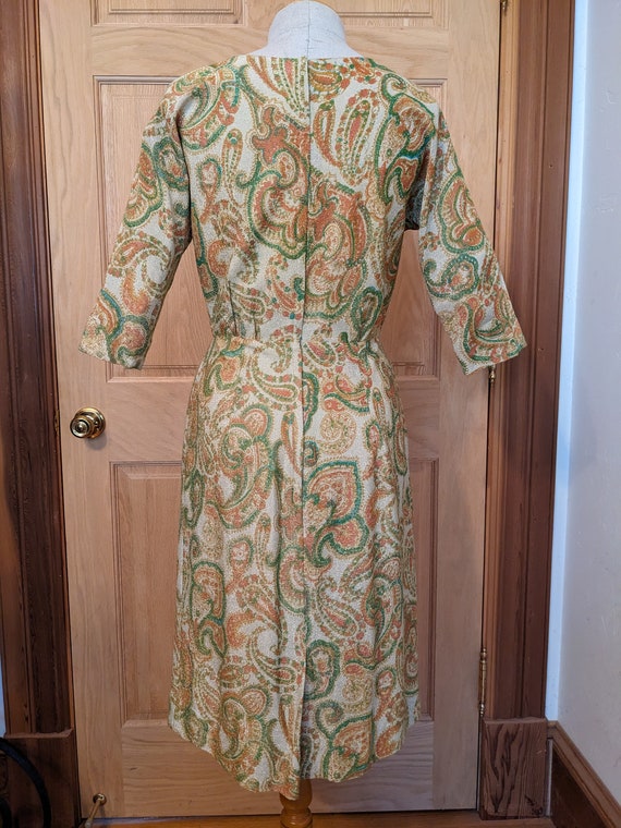 50s Paisley Lame Sheath Dress Carl Naftal of Cali… - image 5