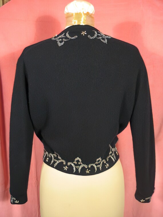 50s Beaded Sweater Black Hillcrest - image 4