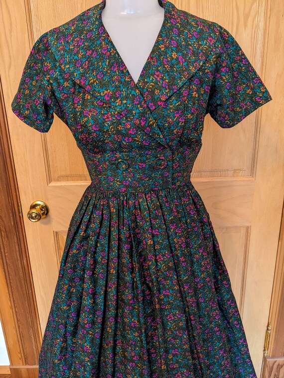 1950s Cotton Print Day Dress VLV Rockabilly - image 3