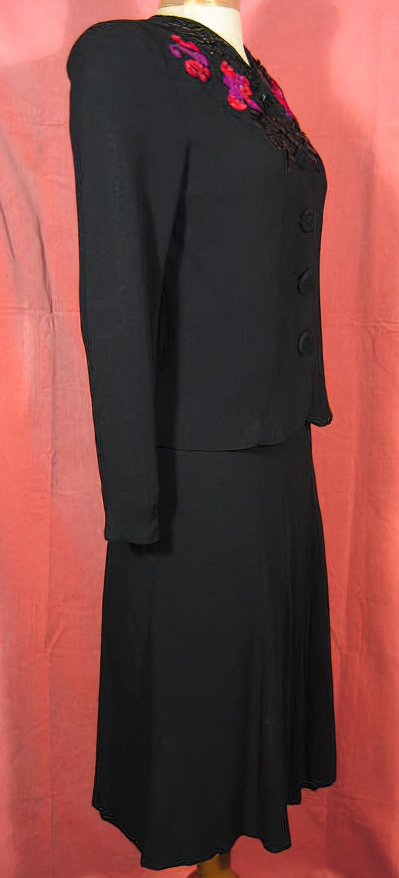 40s Rayon Crepe Evening Suit / Swing - image 4