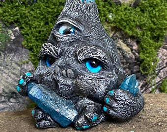 Grumpy Lumpkin, One of a Kind Hand Sculpted Polymer Clay Rock Crystal Guardian Monster, Figurine