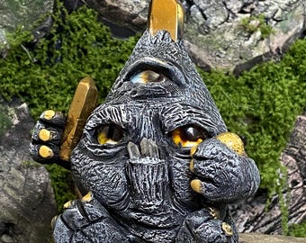 Grumpy Lumpkin, One of a Kind Hand Sculpted Polymer Clay Rock Crystal Guardian Monster, Figurine