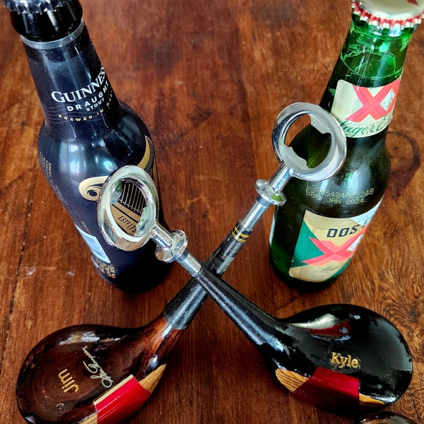 Engraved Vintage Golf Club Bottle Opener, Unique Golfer Gift. Great Father of the Bride or Groom Gift