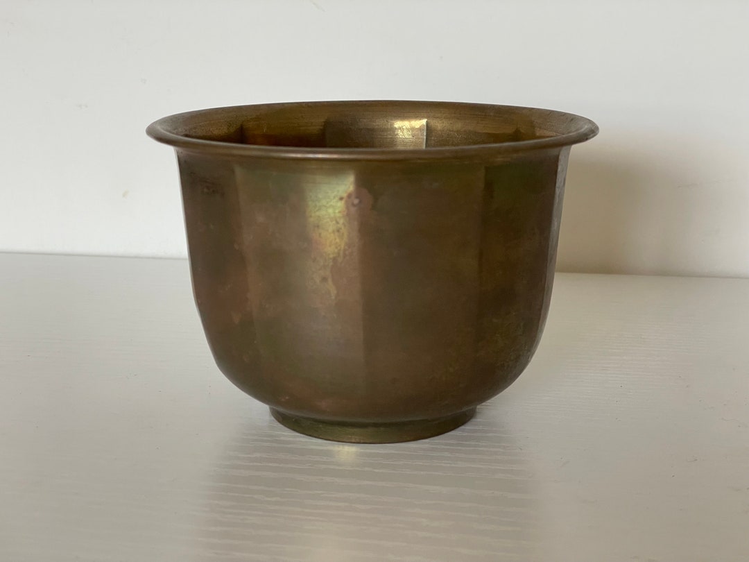 Vintage Brass Bowl Planter Table Top Indoor Plant Boho Etsy