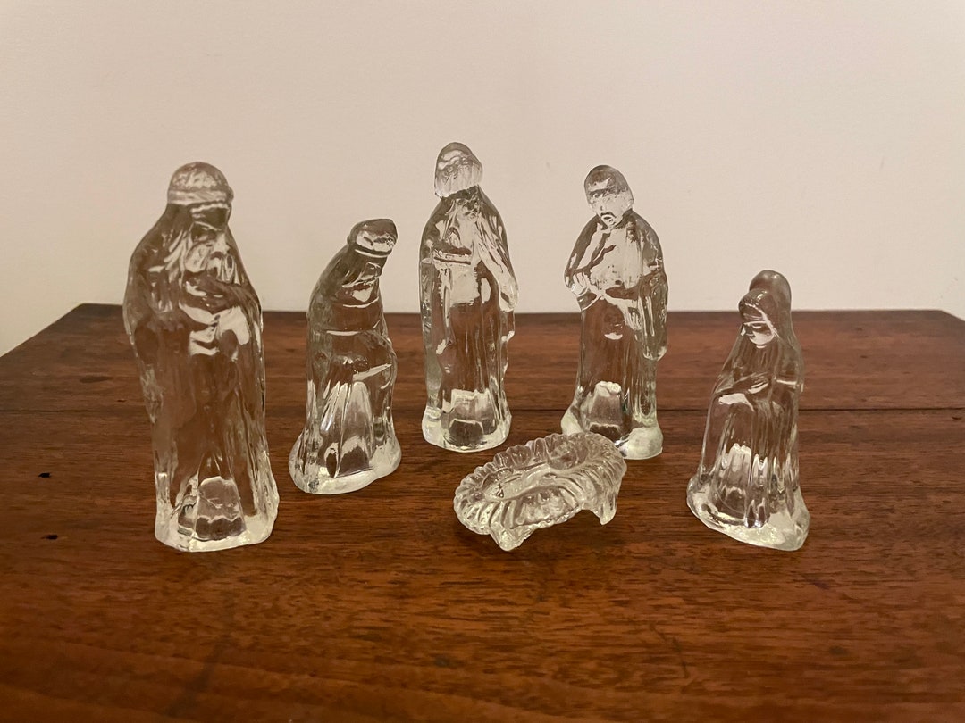 Vintage Chadwick Glass Nativity Set Christmas Holiday Decor 6 Etsy