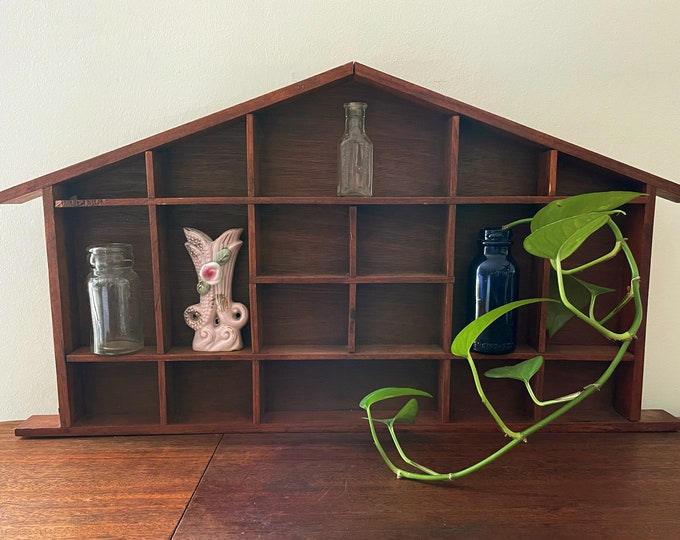 Vintage Wood House Shelf Shadow Box Knick Knack Collection Display
