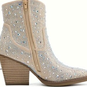 Rhinestone Hollow Out Flower Cowgirl Boots – Sexy High Heel Western Style main image 1