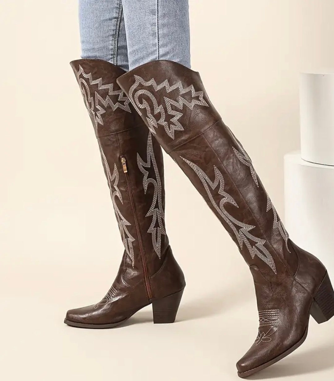 thigh high cowboy boots