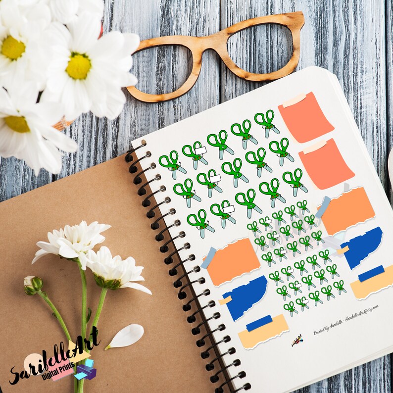 Scissors Characters Printable Stickers, Printable Sticker Sheet, Print ...