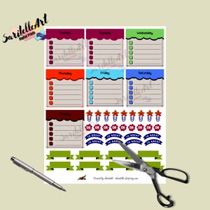 Daily Planner Printable Stickers, Printable Sticker Sheet, Print and ...