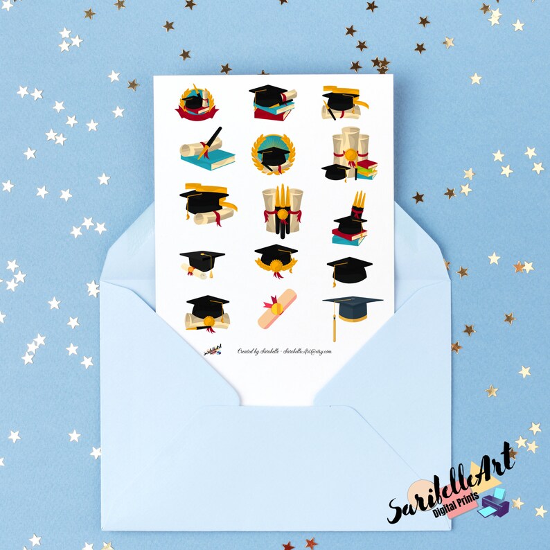 School Graduation Printable Stickers, Printable Sticker Sheet, Print ...