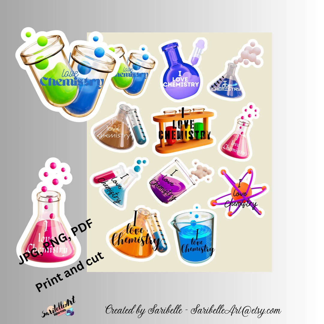 I Love Chemistry, Printable Stickers, Print and Cut Stickers - Etsy