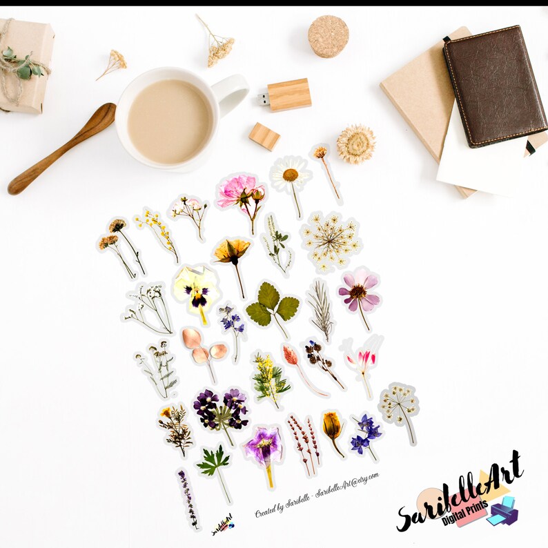 Dried Flowers, Floral Printable Stickers, Daily Stickers for Your ...