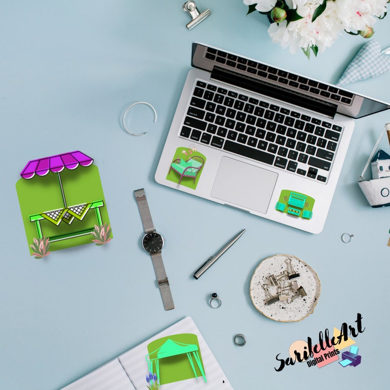 Patio Furnitures Printable Stickers, Printable Sticker Sheet, Print and