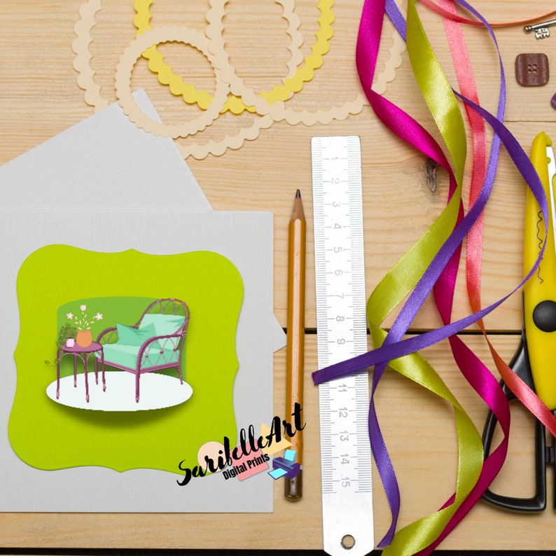 Patio Furnitures Printable Stickers, Printable Sticker Sheet, Print and