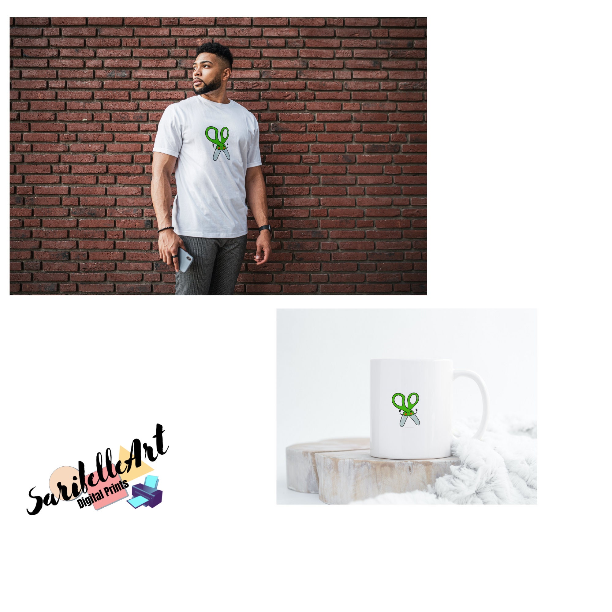 Scissors Characters Printable Stickers, Printable Sticker Sheet, Print ...